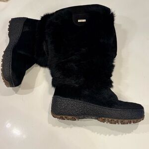 Oscar Sport Black Rabbit Fur Calf Boots size 36